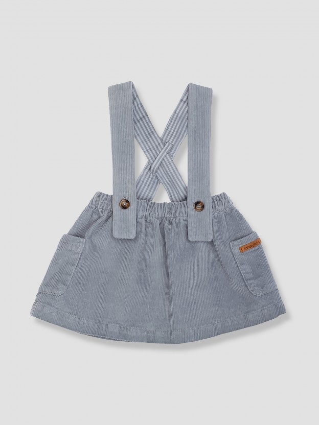 Corduroy skirt with straps