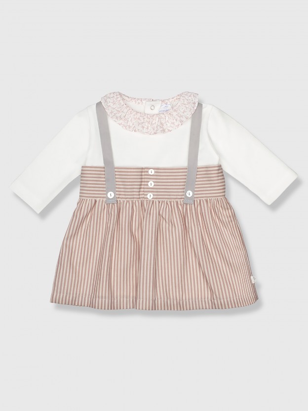 Dois-em-um vestido de riscas