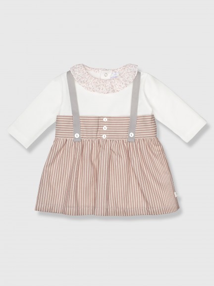 Dois-em-um vestido de riscas