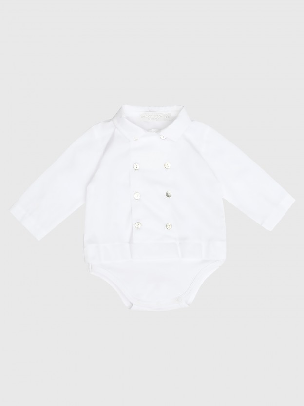 Body-camisa gola de bico