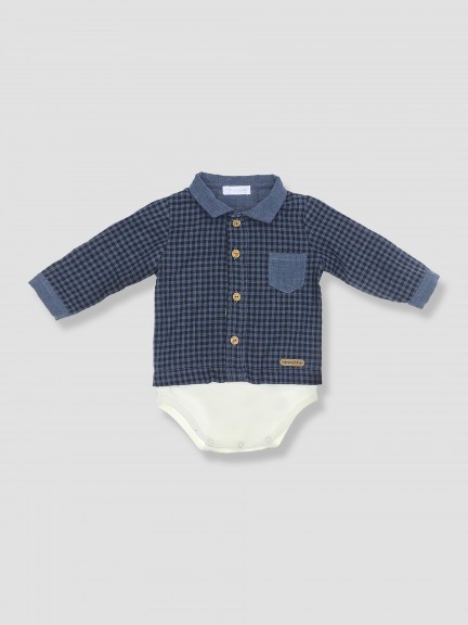 Body-camisa efeito "jeans"