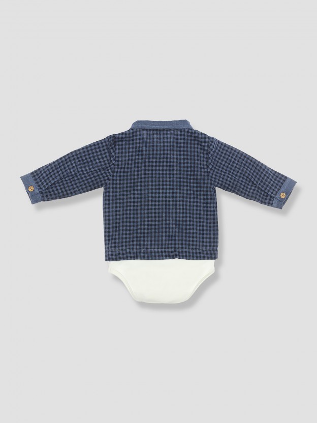 Body-camisa efeito "jeans"
