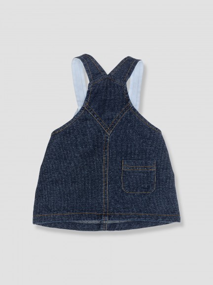 Denim-like cotton high-waisted under-bust skirt with suspenders Denim-like cotton high-waisted under-bust skirt with suspenders