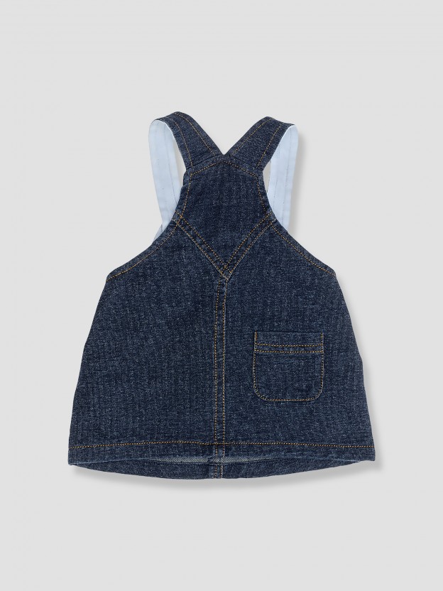 Jupe-salopette en maille effet jeans