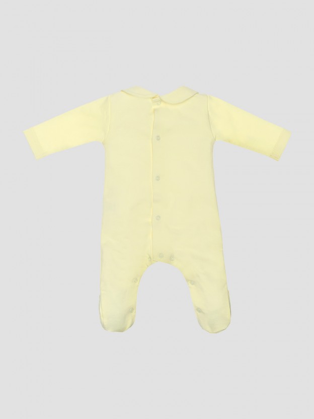 Babygrow com bordado e gola redonda