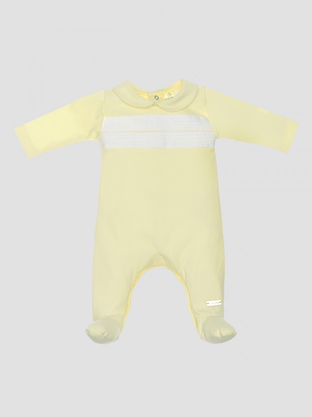 Babygrow com bordado e gola redonda