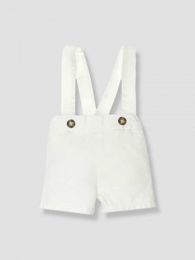 Cotton canvas shorts with straps