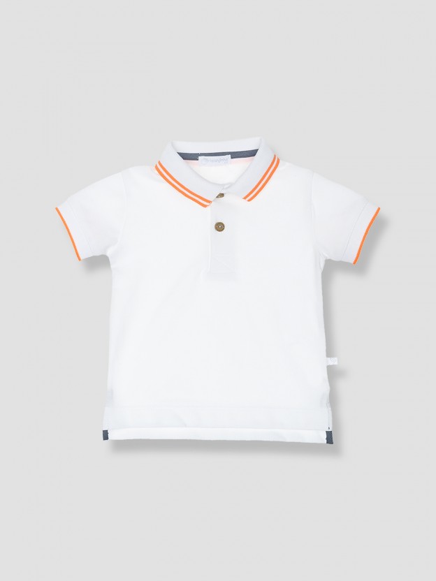 Striped pique polo