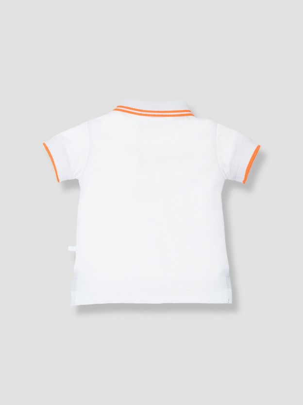 Striped pique polo