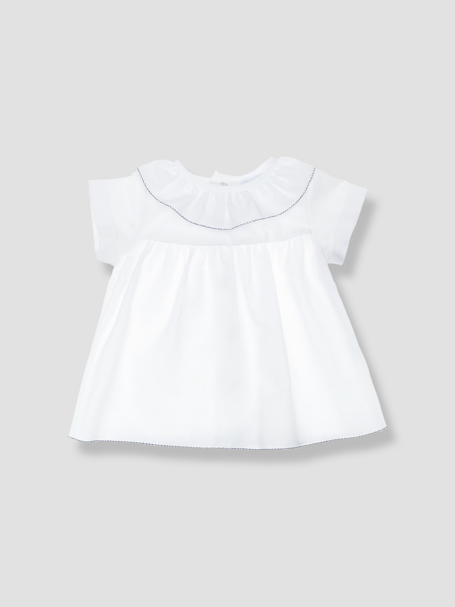 Blusa de algodón con cuello de volantes