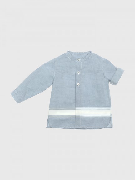 Chemise à col mao bleu anglais Chemise à col mao bleu anglais