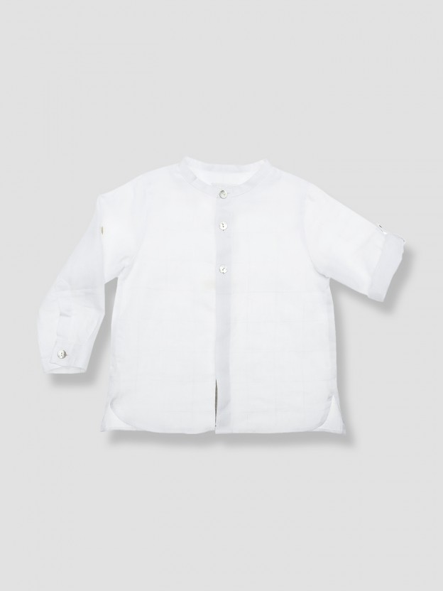 Chemise en lin � col mao