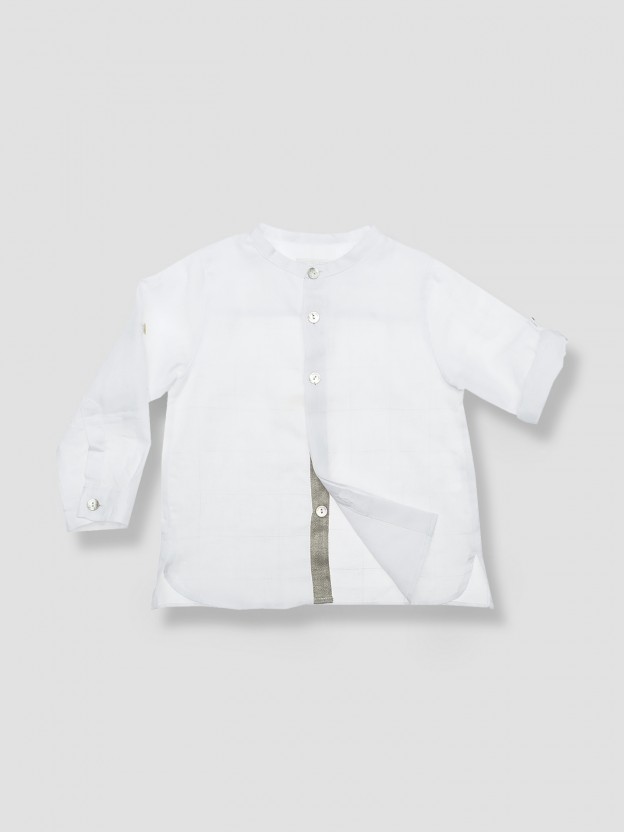 Chemise en lin � col mao