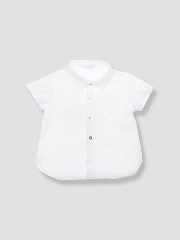 Short sleev shirt and pointed collar