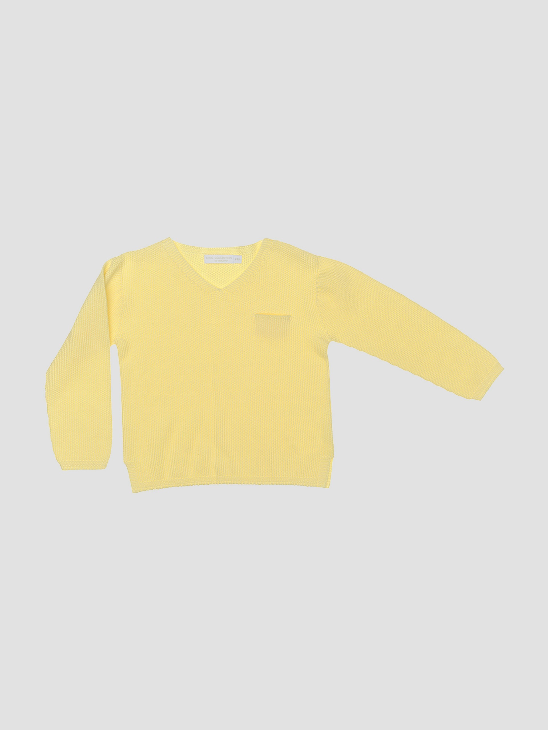 Camisola tricotada decote em bico