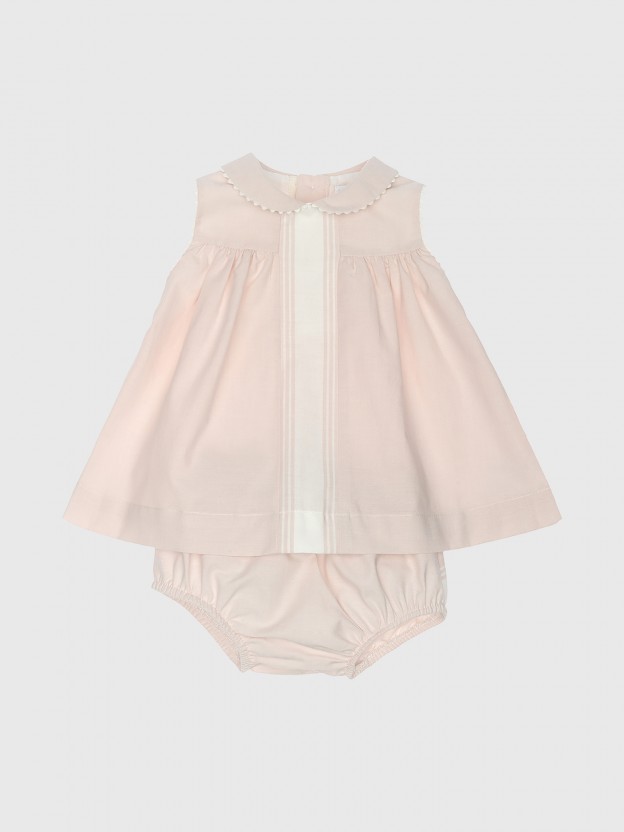 Vestido cuello redondo con tapa pa�ales