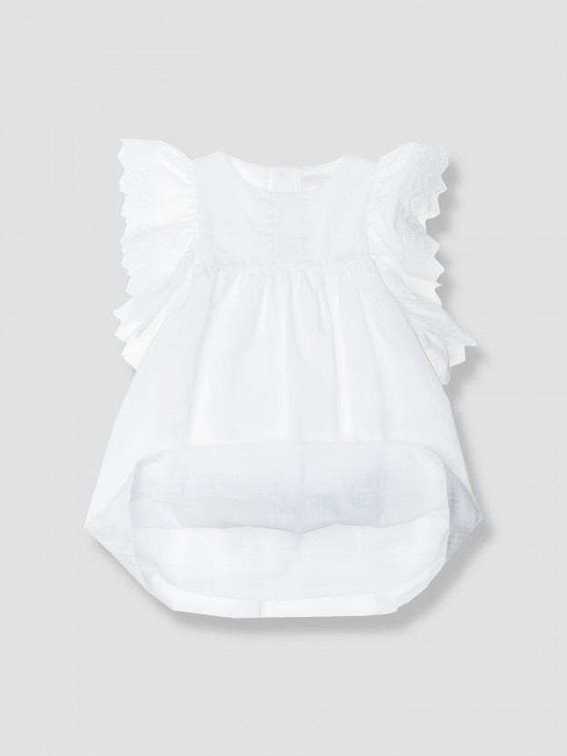 Vestido algod�o e crochet
