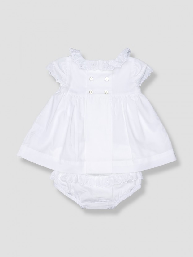 Vestido e tapa-fraldas  bordado ingl�s