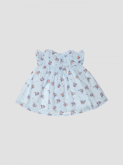 Vestido plumeti floral con cuello