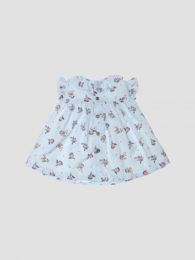 Vestido plumeti floral con cuello