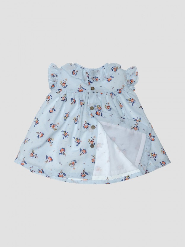 Vestido plumeti floral con cuello