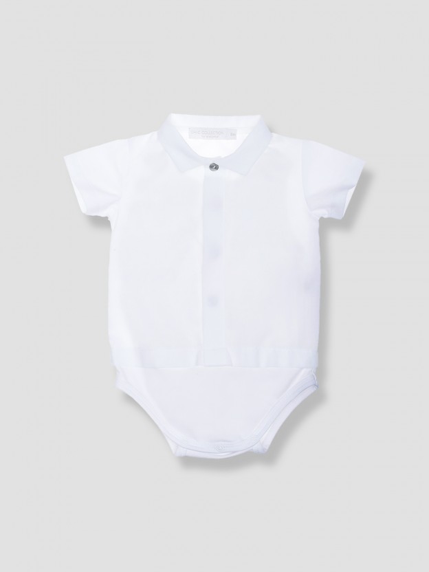 Body-camisa de lino con cuello