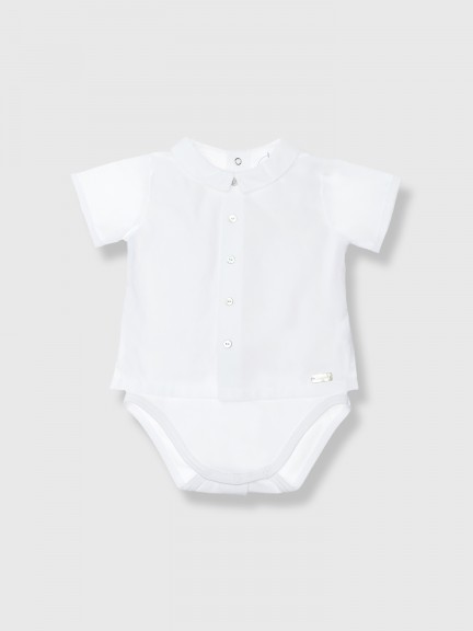 Body-camisa de cuello redondo
