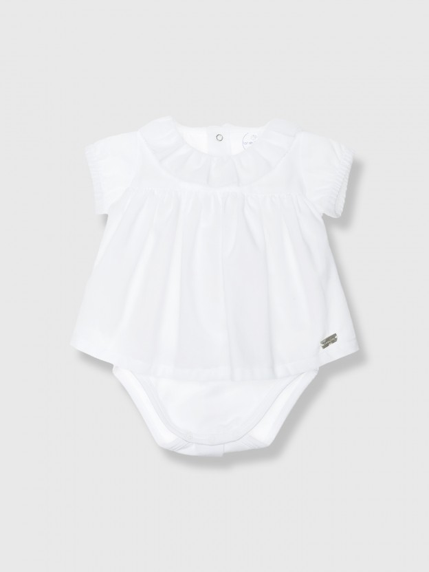Body-blusa com gola de folho Body-blusa com gola de folho
