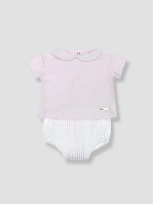 Conjunto dos piezas bordado y plisado
