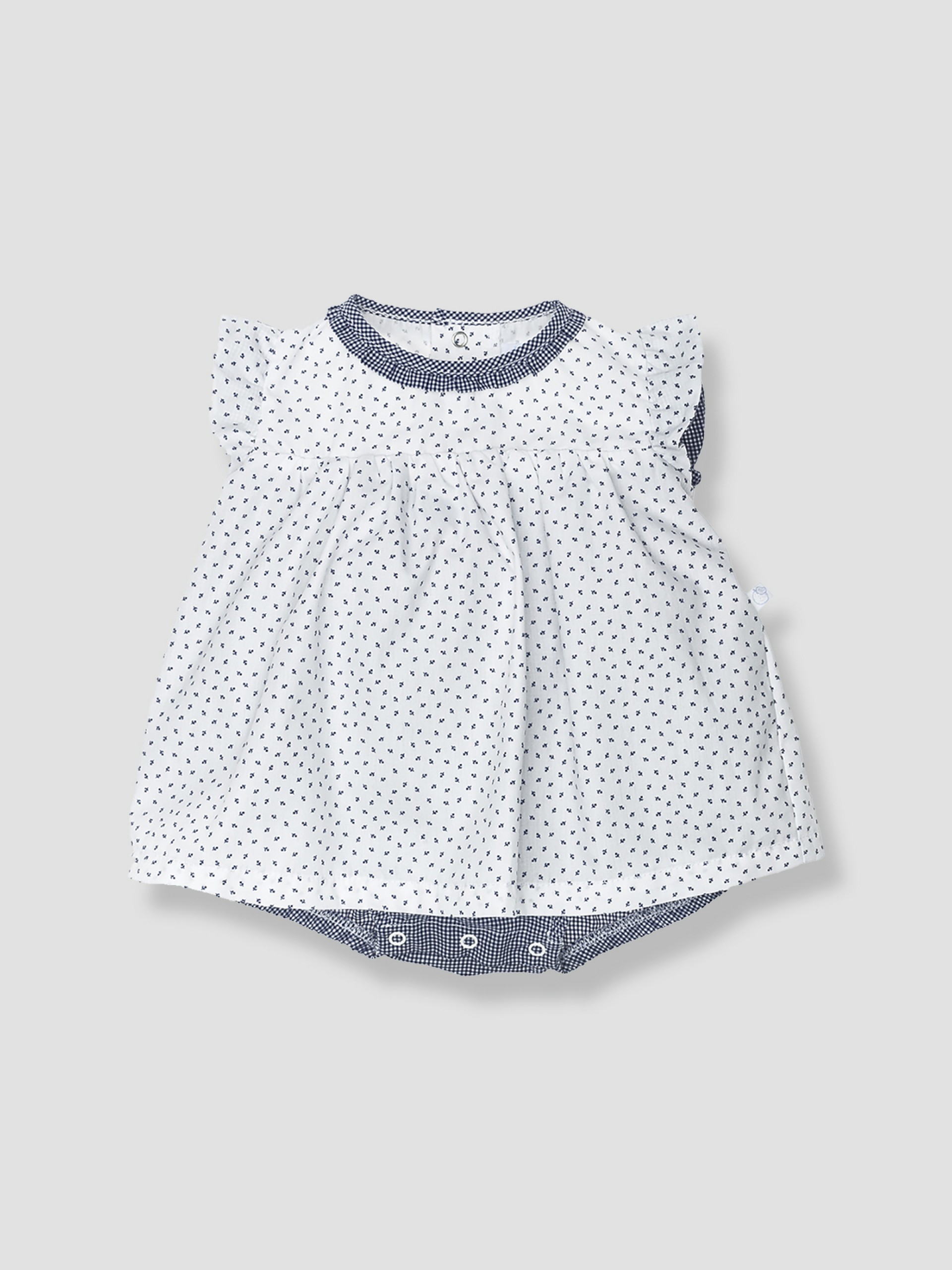 Body-vestido de flores e xadrez vichy