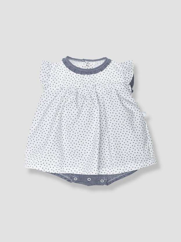 Body-vestido de flores e xadrez vichy