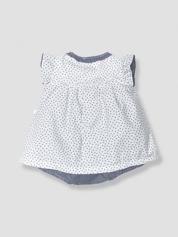 Body-vestido de flores e xadrez vichy