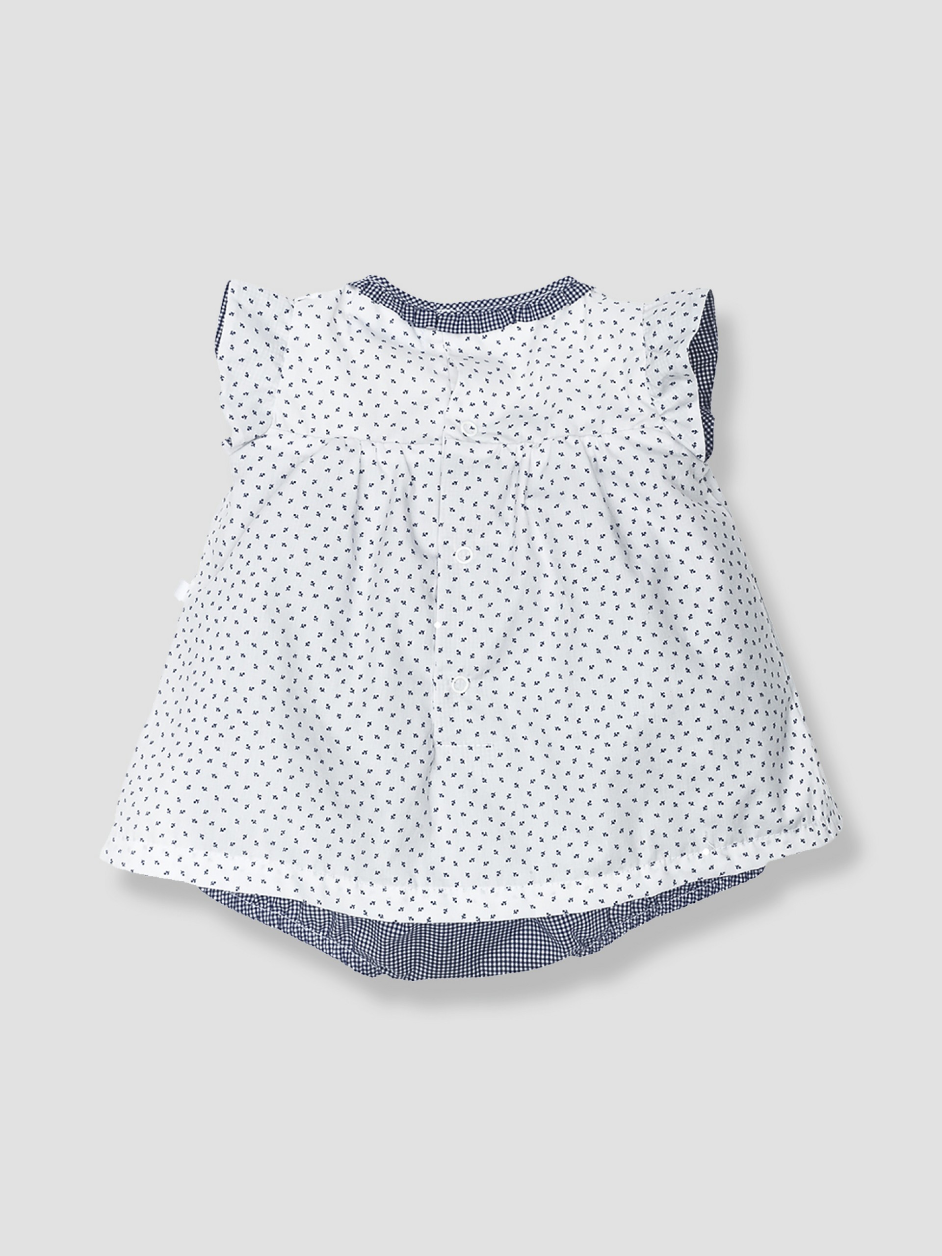 Body-vestido de flores e xadrez vichy