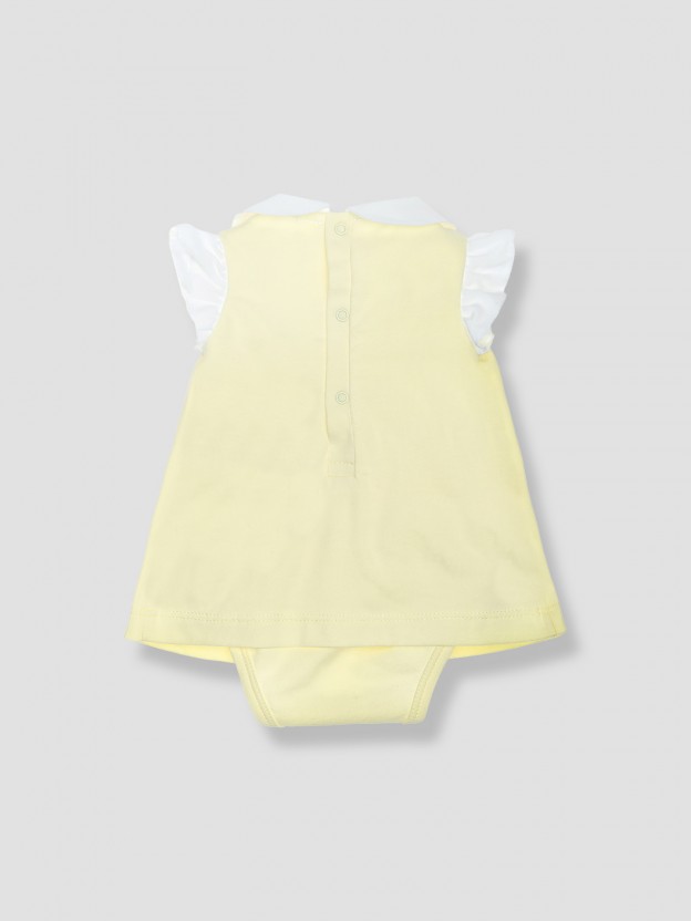 Body-robe � plissures et broderie