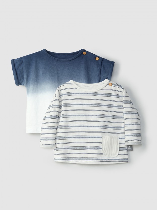 Set of two t-shirts, one dip dye and one printed Set of two t-shirts, one dip dye and one printed