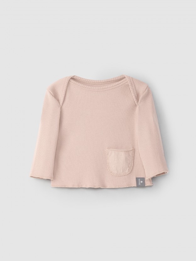 Kit longsleeves malha canelada algod�o org�nico
