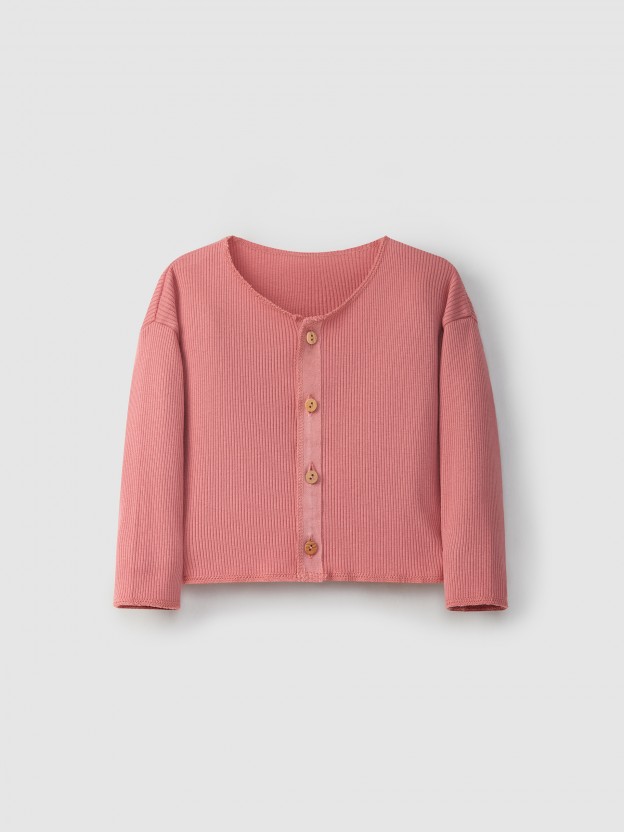 Gilet maille cannel�e coton biologique