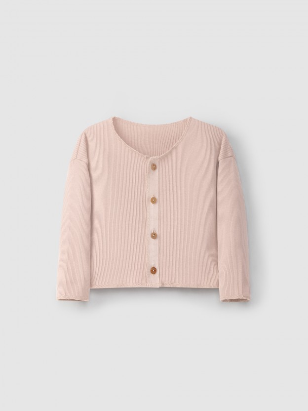 Chaqueta de punto de algod�n org�nico acanalado