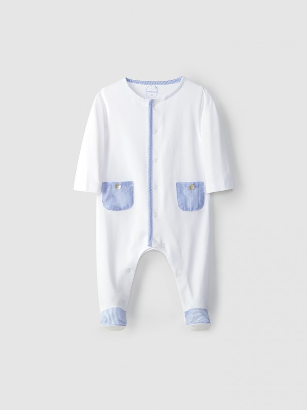 Babygrow con detalles de tela a rayas