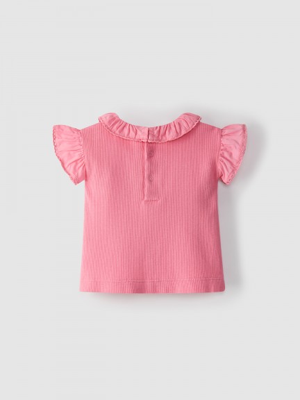 Camiseta de canalé con cuello de volante Camiseta de canalé con cuello de volante