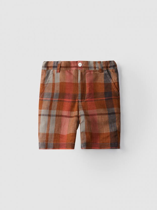 Checkered linen shorts four pockets Checkered linen shorts four pockets