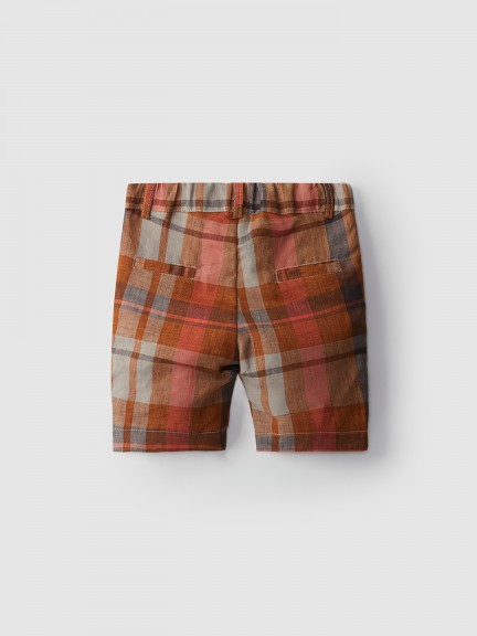 Checkered linen shorts four pockets Checkered linen shorts four pockets