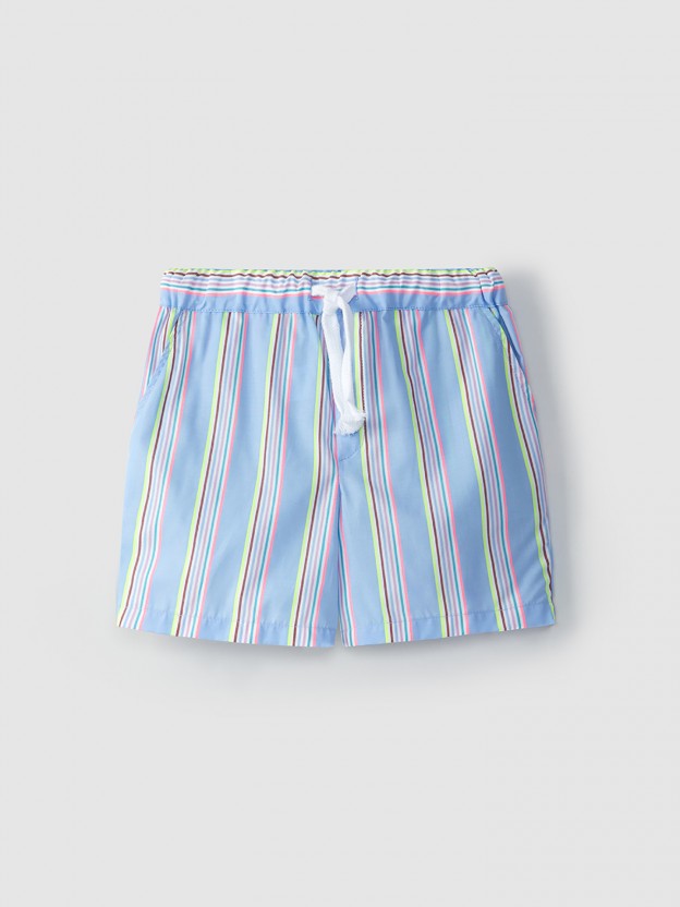 Pantalón corto a rayas neón Pantalón corto a rayas neón