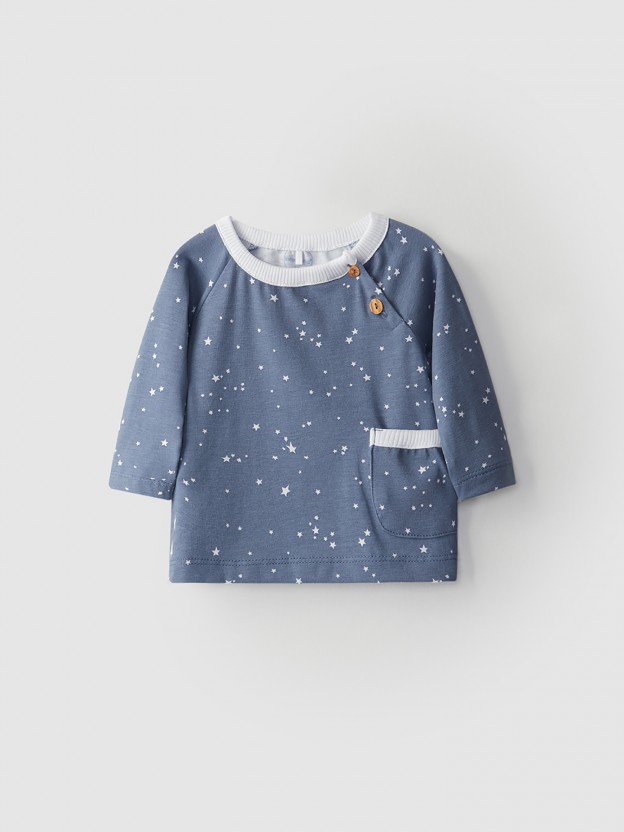 Conjunto estrelinhas e malha canelada