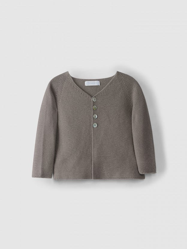 Knitted cardigan mother-of-pearl buttons