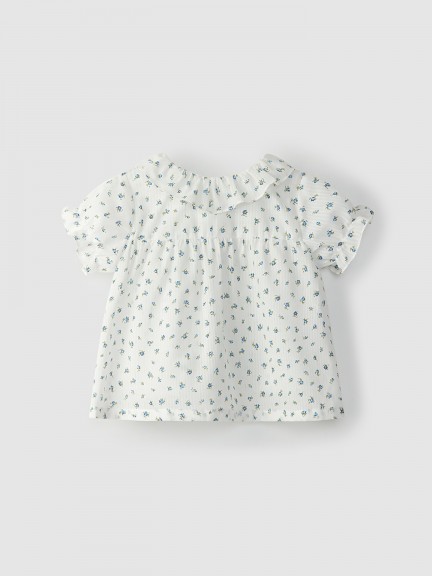 Blouse coton � fleurs avec col � volants