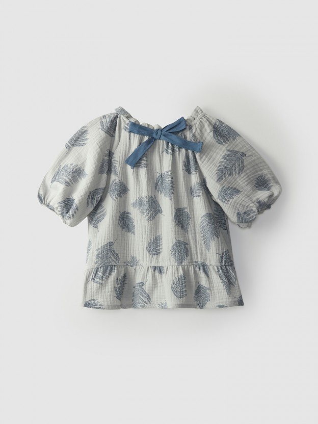 Túnica efecto seersucker estampado hojas Túnica efecto seersucker estampado hojas