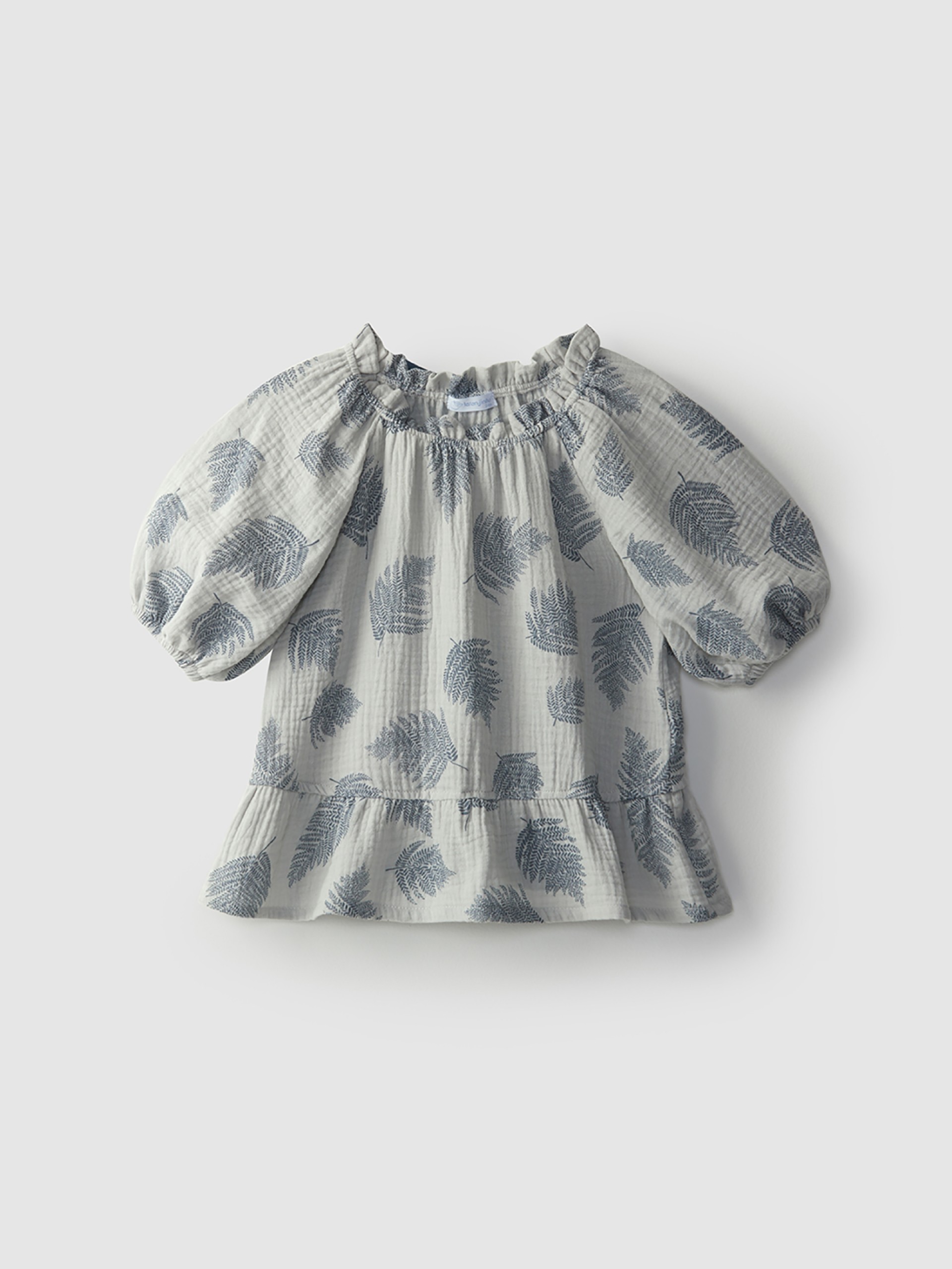 Túnica efecto seersucker estampado hojas