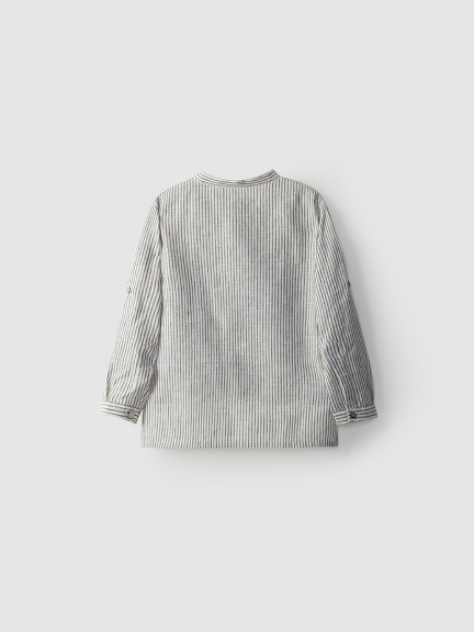 Tunic style linen shirt with mao collar Tunic style linen shirt with mao collar