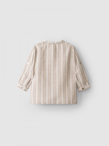 Tunic style striped shirt with mao collar Tunic style striped shirt with mao collar